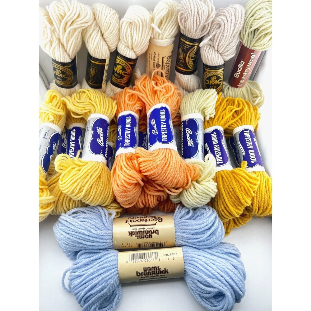 Bucilla DMC Brunswick (24) 40yd Skeins LOT Tapestry Wool Yarn Needlepoint Multi